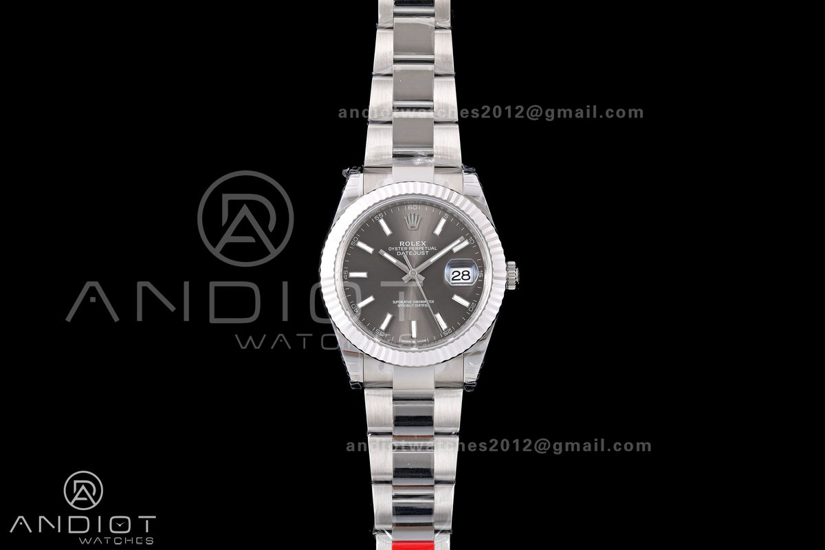 DateJust 41 126334 904L SS VSF 1:1 Best Edition Gray Stick Dial on Oyster Bracelet VS3235v2 V2s Free Sprung (133g)